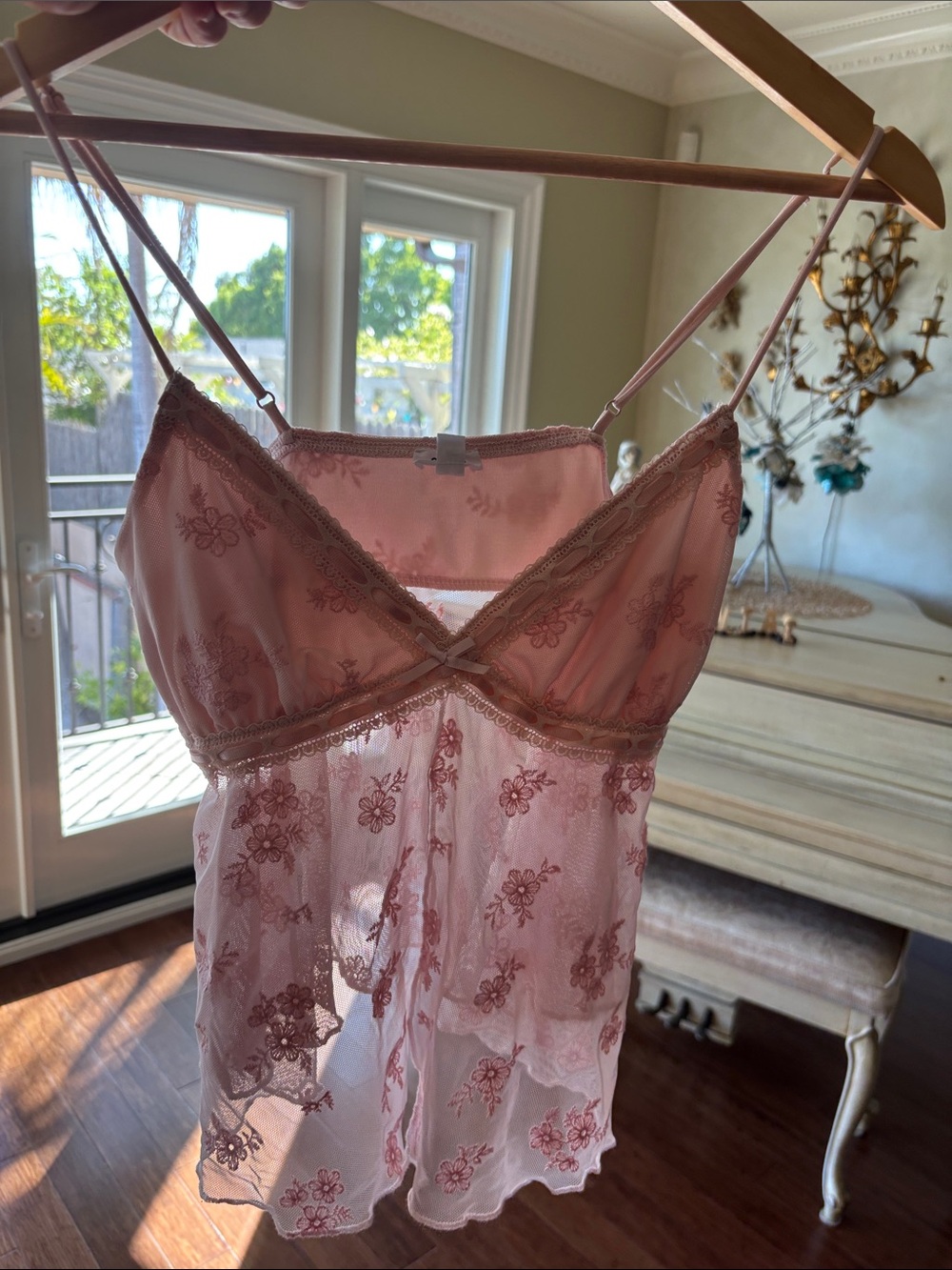 Garage Dusty Rose Floral Lace Chemise